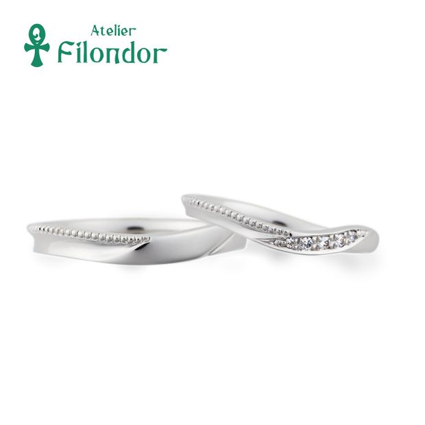 【アトリエフィロンドール】【アイシー～瞬間記憶捜査・柊班～特別版着用モデル】ウェーブ＆ミル打ちの結婚指輪 Carine