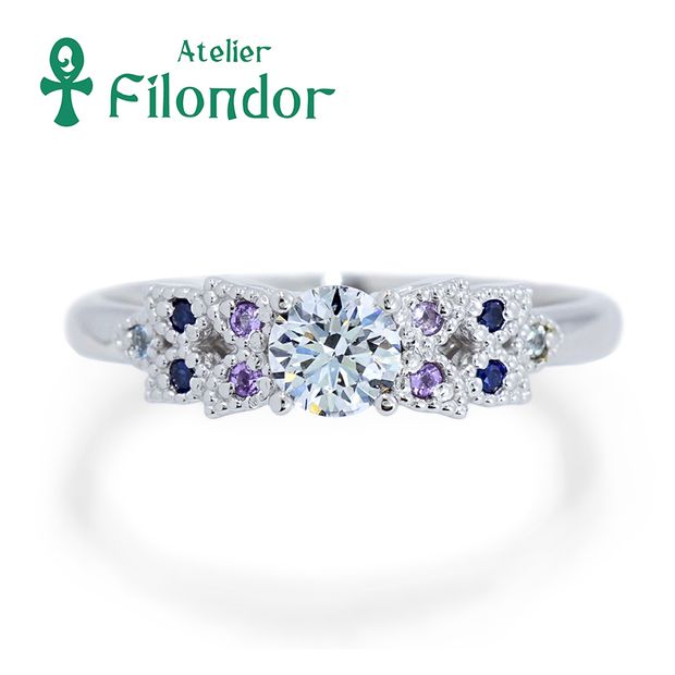 【アトリエフィロンドール】【アトリエ・フィロンドール】藤の花をイメージした婚約指輪