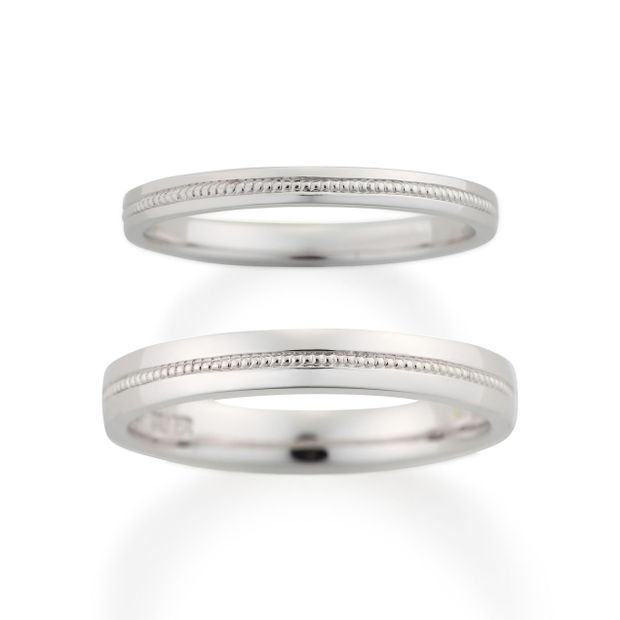 【アトリエフィロンドール】【アトリエ・フィロンドール】鍛造と手彫りミルの細身マリッジリング HISTOIRE Honor&eacute;-オノレ- ナローペア