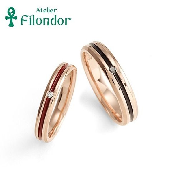 【アトリエフィロンドール】【アトリエ・フィロンドール】MIORING 桜ゴールドと「赤うるし」「黒うるし」が艶やかに 紅糸-べにいと-