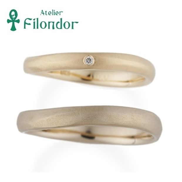 【アトリエフィロンドール】【アトリエ・フィロンドール】ウッドのような自然な質感の鍛造マリッジリング HISTOIRE Ciel C01