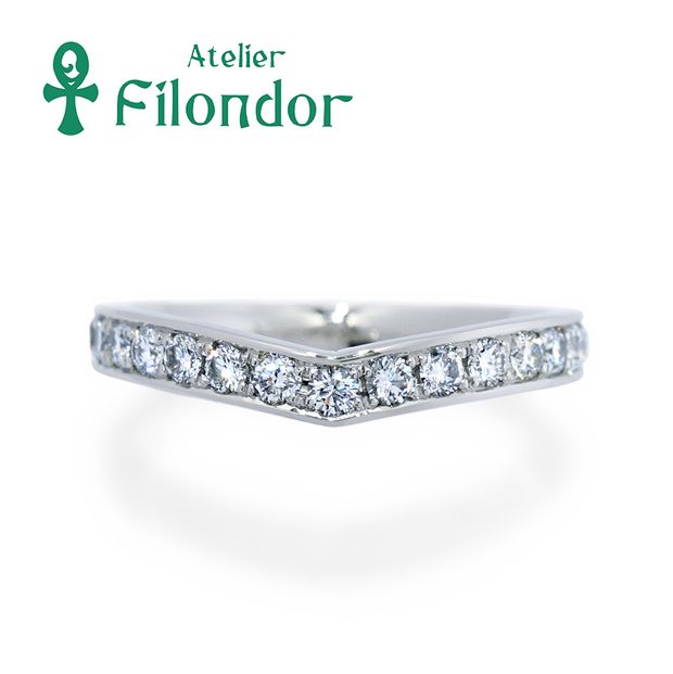 【アトリエフィロンドール】【アトリエ・フィロンドール】大粒ダイヤのVラインエタニティタイプ婚約指輪