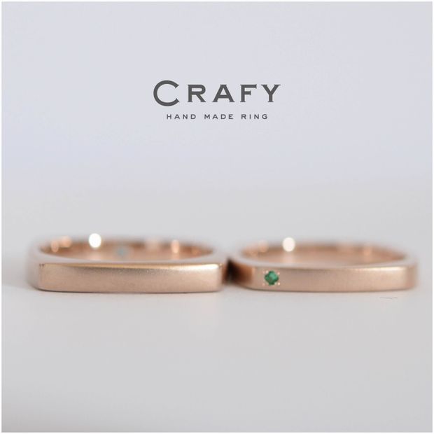 【CRAFY(クラフィ)】【ふたりで手作り】選べる誕生石付き！スクエアデザインの手作り結婚指輪