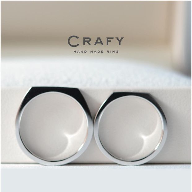 【CRAFY(クラフィ)】【ふたりで手作り】個性派！プラチナ×八光留めの印台リング 