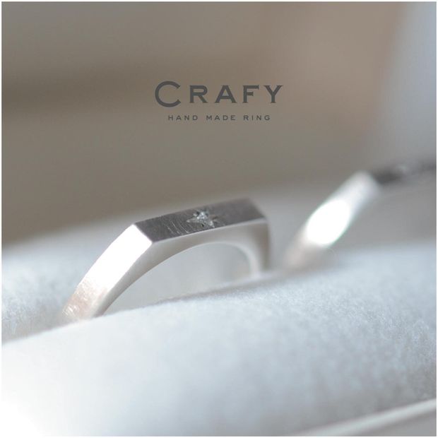 【CRAFY(クラフィ)】【ふたりで手作り】個性派！プラチナ×八光留めの印台リング 