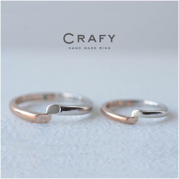 【CRAFY(クラフィ)】【ふたりで手作り】K18ピンク・プラチナのコンビリングも手作りで