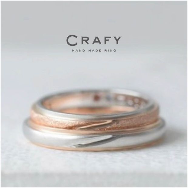 【CRAFY(クラフィ)】【ふたりで手作り】オーダーも手作りも！ピンクとプラチナのコンビリング