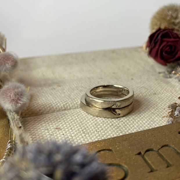 【Smith(工房スミス)】【隠れ家工房でつくる】重ねるとハート模様が浮かび上がる結婚指輪