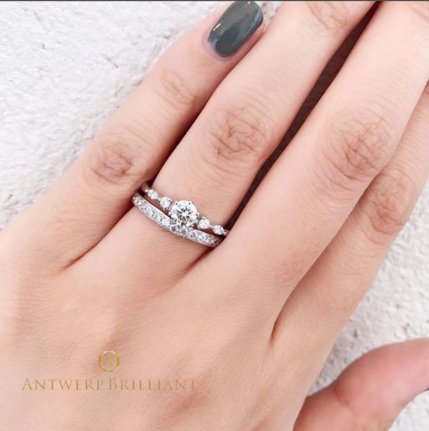 【BRIDGE ANTWERP BRILLIANT GALLERY(ブリッジ・アントワープ・ブリリアント・ギャラリー)】Five Star Rround&Marquise cut Diamond Line Ring Set &rdquo;ファイヴ スター&rdquo; ラウンド&マーキースカット ダイヤモンド ライン リング