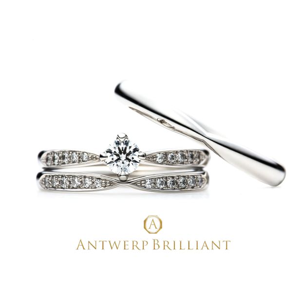 【BRIDGE ANTWERP BRILLIANT GALLERY(ブリッジ・アントワープ・ブリリアント・ギャラリー)】&rdquo;Sirius&rdquo; 4 claws collet Diamond side line Ring Set &rdquo;シリウス&rdquo; 4クローズ コレット ダイヤモンド サイドライン リング セット