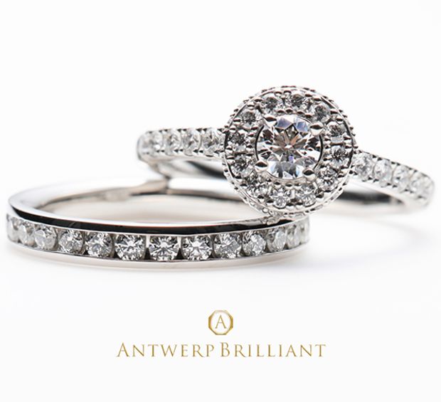 【BRIDGE ANTWERP BRILLIANT GALLERY(ブリッジ・アントワープ・ブリリアント・ギャラリー)】華やかで人気のオシャレでかわいい婚約指輪　&rdquo;Star Ray&rdquo;Diamond Halo Ring スターレイ