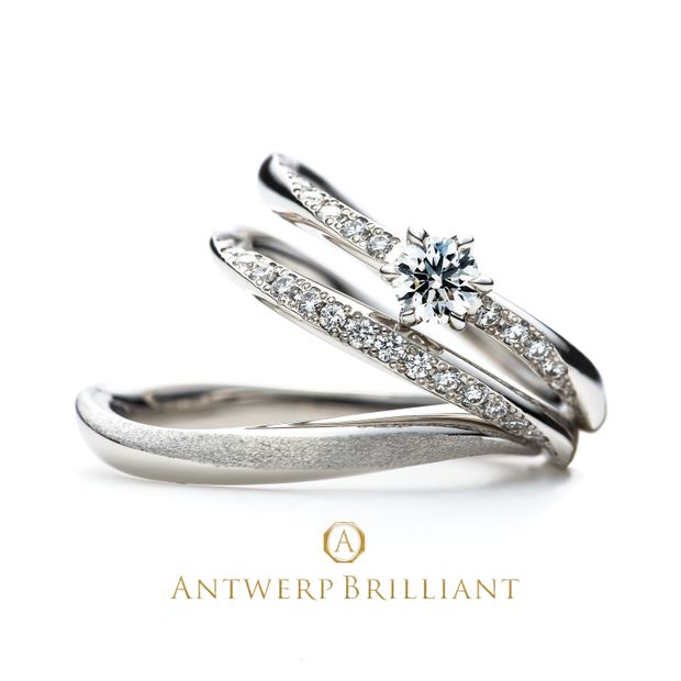 【BRIDGE ANTWERP BRILLIANT GALLERY(ブリッジ・アントワープ・ブリリアント・ギャラリー)】”galaxy” ６ claws collet Diamond side line Ring Set ”ギャラクシー” ６クローズ コレット ダイヤモンド サイドライン リング セット