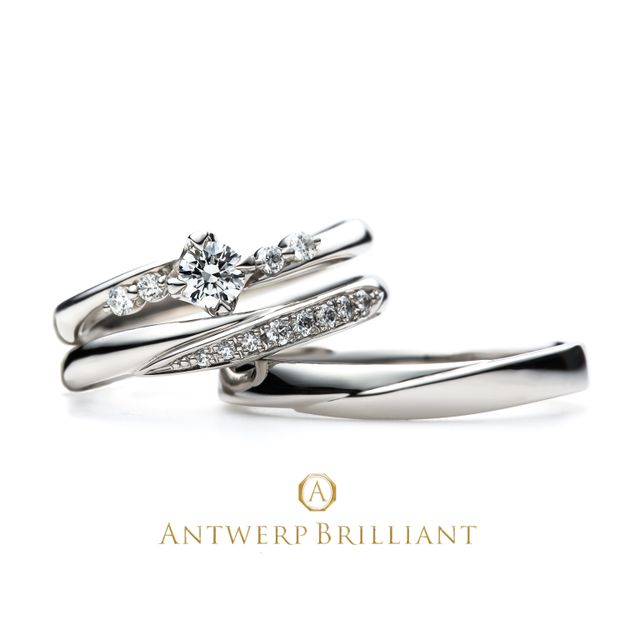 【BRIDGE ANTWERP BRILLIANT GALLERY(ブリッジ・アントワープ・ブリリアント・ギャラリー)】Spica 4 side melee Diamond Line Ring Set &rdquo;スピカ&rdquo; 4 サイド メレー ダイヤモンド ライン リング セット