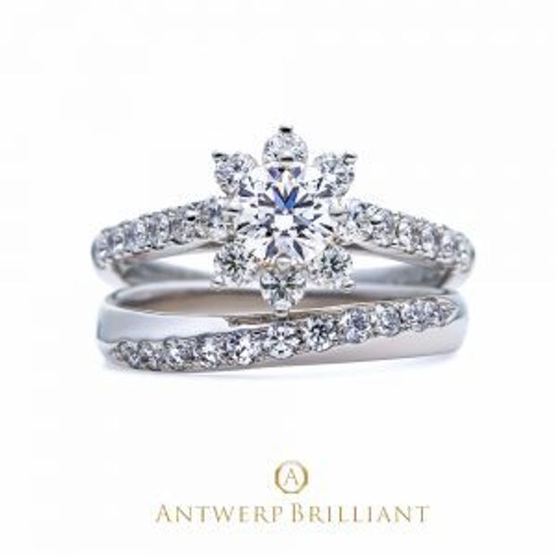 【BRIDGE ANTWERP BRILLIANT GALLERY(ブリッジ・アントワープ・ブリリアント・ギャラリー)】&rdquo;Star Shine&rdquo; Diamond Halo Half Eternity Ring set