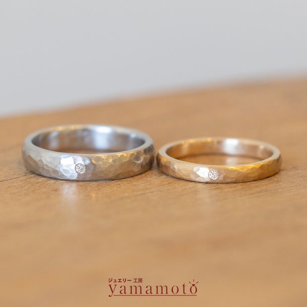 【ジュエリー工房 YAMAMOTO】【鍛造 槌目（つちめ）マリッジリング】