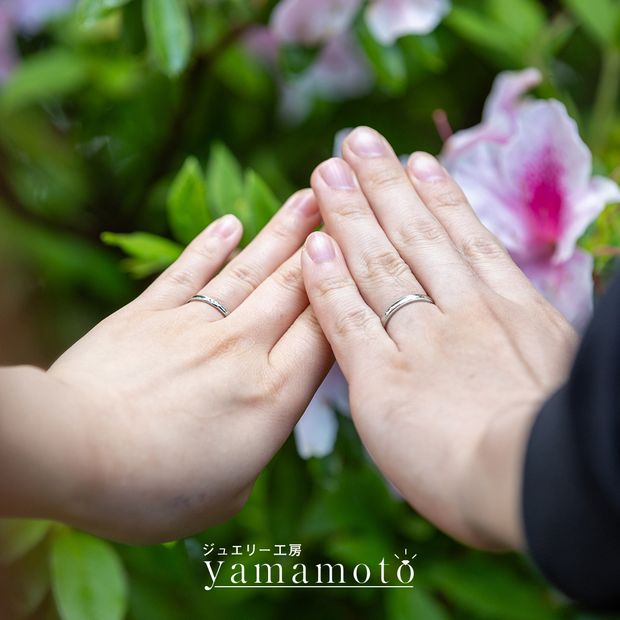 【ジュエリー工房 YAMAMOTO】【ミルグレイン ダイヤモンド3Pセット 】鍛造製法によるマリッジリング