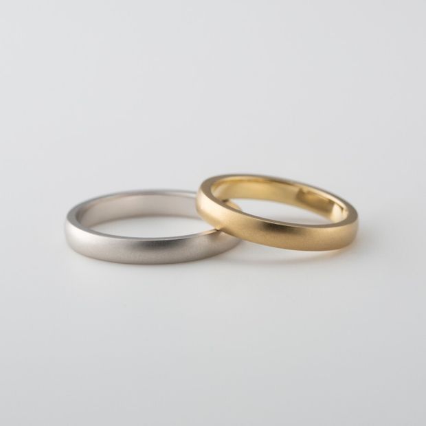 【鶴(mikoto)】【18TE-016】マット加工を施した甲丸ストレートの結婚指輪