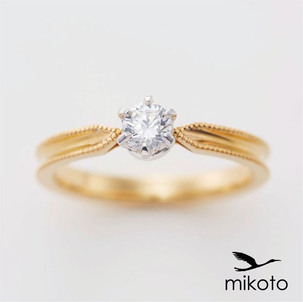 【鶴(mikoto)】【18EN-001】繊細なミルグレインを施したアンティーク調の婚約指輪