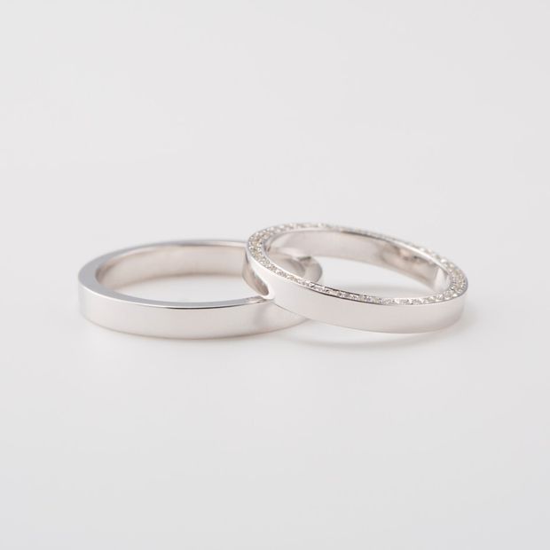 【鶴(mikoto)】【18MA-009a】側面のダイヤモンドが華やかなフルエタニティの結婚指輪