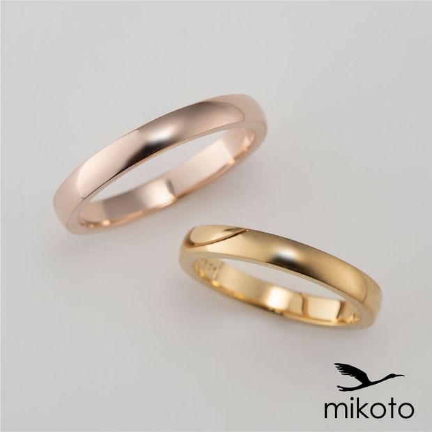 【鶴(mikoto)】【18MA-007（鍛造）】鏡面仕上げが美しい平甲丸フォルムの鍛造製法の結婚指輪