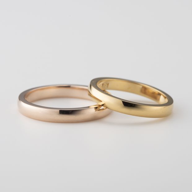 【鶴(mikoto)】【18MA-007（鍛造）】鏡面仕上げが美しい平甲丸フォルムの鍛造製法の結婚指輪