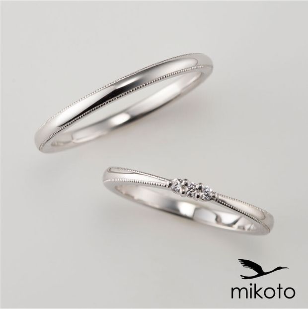 【鶴(mikoto)】【22MA-045】繊細なミルグレインの粒を職人の手作業によって打ち込んだ結婚指輪