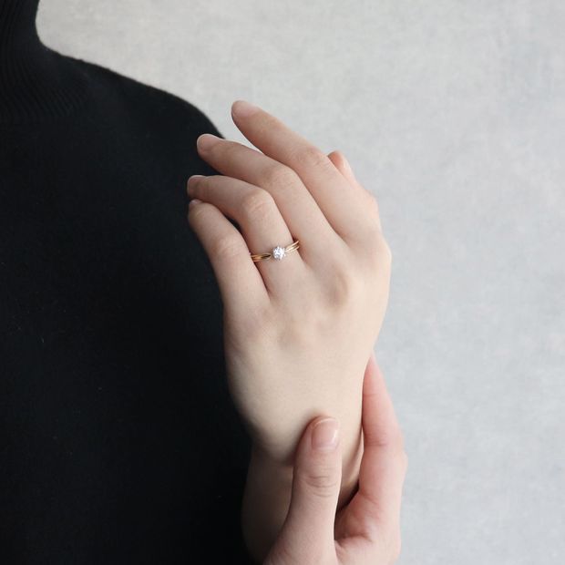 【鶴(mikoto)】【18EN-001】繊細なミルグレインを施したアンティーク調の婚約指輪