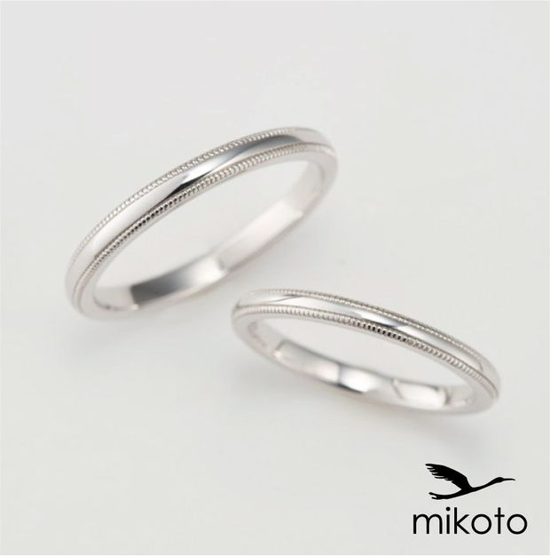 【鶴(mikoto)】【19TE-024】ミルグレイン（ミル打ち）を施したプラチナの結婚指輪