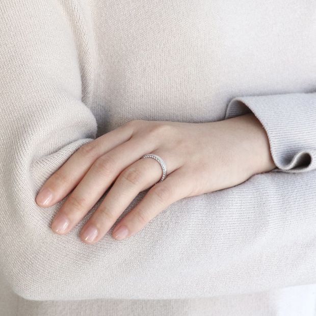 【鶴(mikoto)】【18MA-009a】側面のダイヤモンドが華やかなフルエタニティの結婚指輪