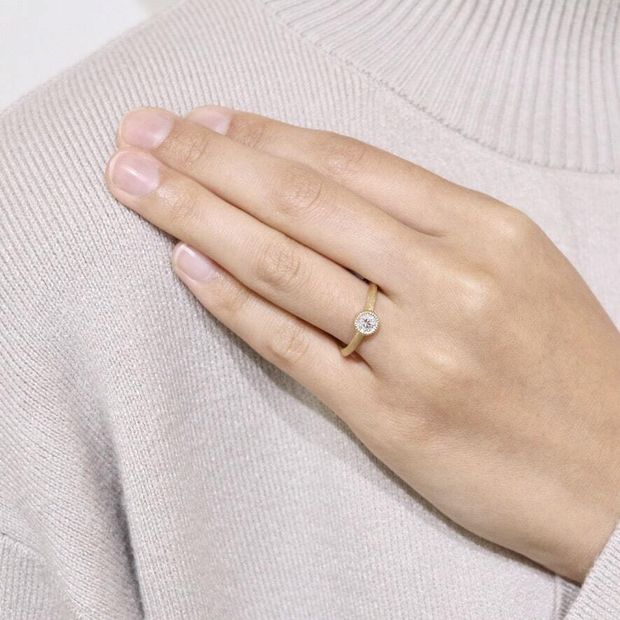 【鶴(mikoto)】【22EN-019】ミルグレインをあしらったビンテージ風の婚約指輪