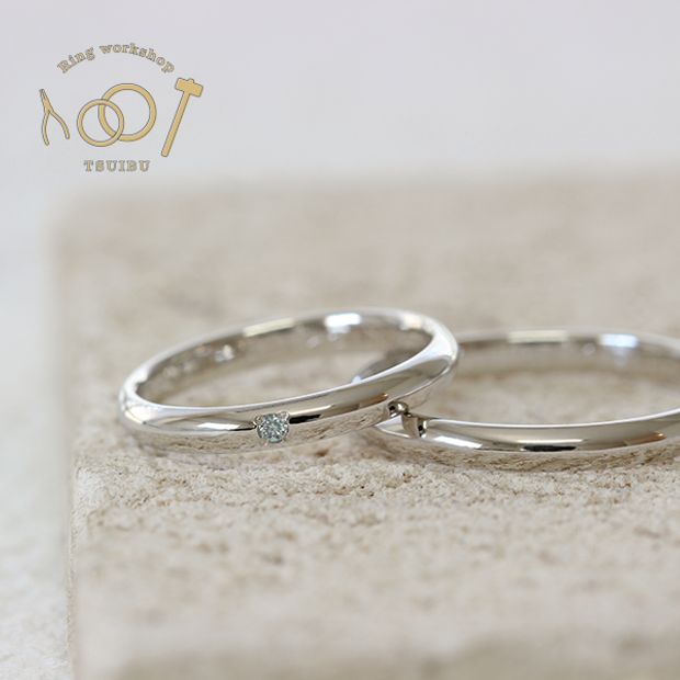 【ついぶ工房】【二人の想いが詰まった手作り結婚指輪】プラチナ・甲丸型・鏡面仕上げ