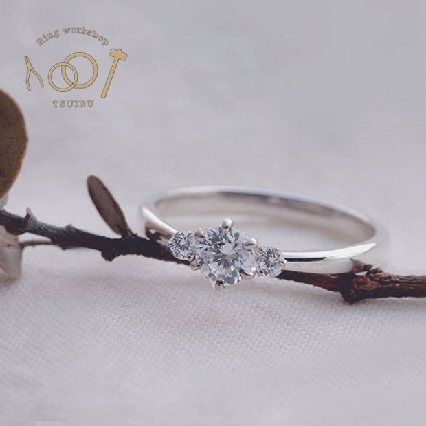 【ついぶ工房】【想いを込めた手作り婚約指輪】プラチナ・鏡面仕上げ
