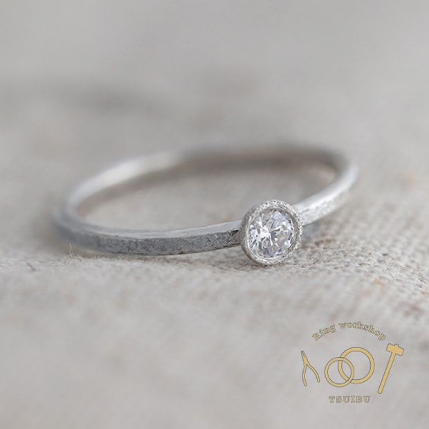 【ついぶ工房】【日常に寄り添う、手作り婚約指輪】グレインダイヤコース　