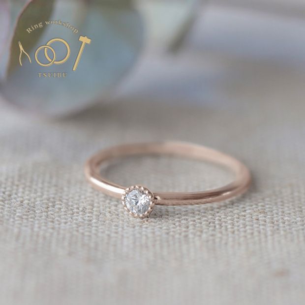【ついぶ工房】【日常に寄り添う、手作り婚約指輪】グレインダイヤコース　