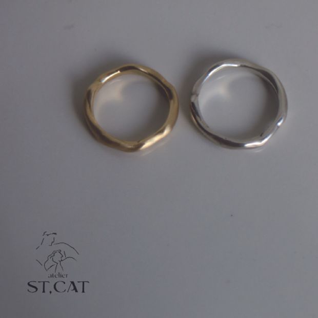 【atelier ST, CAT(アトリエ エスティーキャット)】抽象的にねじれたフォルム【オーダー結婚指輪】Fauvisme