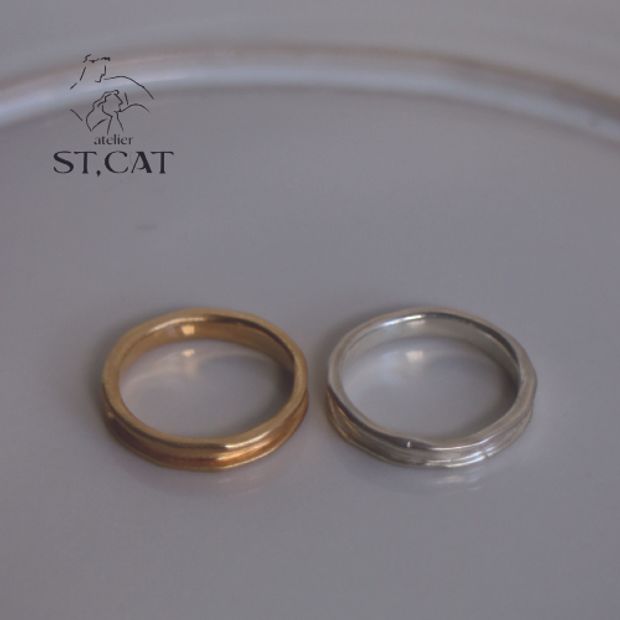 【atelier ST, CAT(アトリエ エスティーキャット)】ヴィンテージライクな幅広デザイン【オーダー結婚指輪】Greek