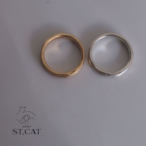 【atelier ST, CAT(アトリエ エスティーキャット)】ヴィンテージライクな幅広デザイン【オーダー結婚指輪】Greek