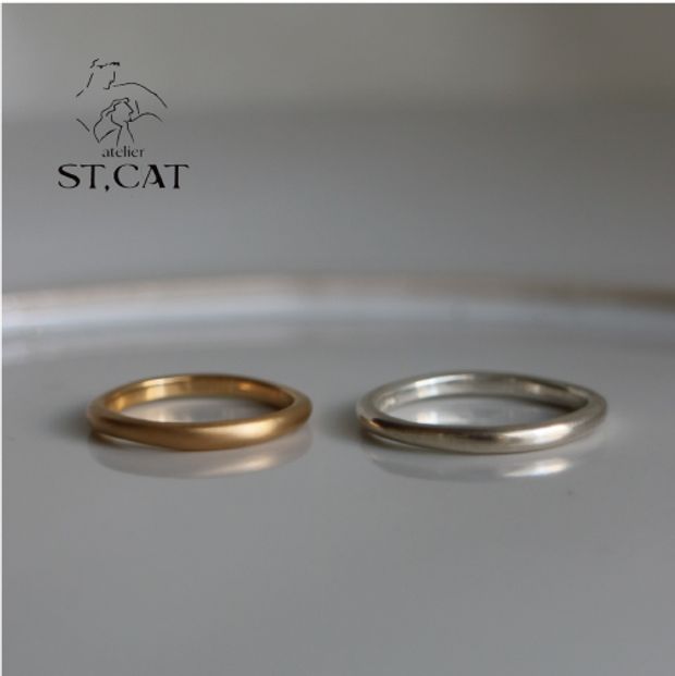 【atelier ST, CAT(アトリエ エスティーキャット)】ラフなデッサンを思わせる洗練の輪【オーダー結婚指輪】Dessin