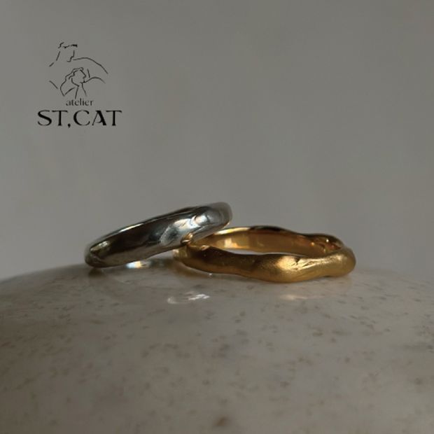 【atelier ST, CAT(アトリエ エスティーキャット)】手作業で1つずつ仕上げる【オーダー結婚指輪】フルード加工