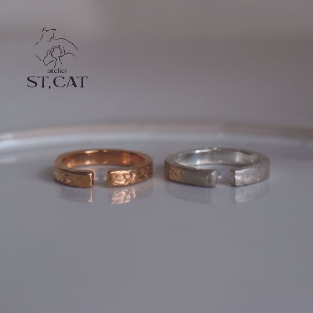 【atelier ST, CAT(アトリエ エスティーキャット)】存在感がありながらも指馴染みが良いテクスチャーデザイン【オーダー結婚指輪】Nadja