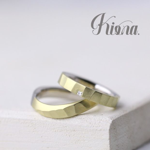 【atelier Kiona(アトリエキオナ)】【オーダーメイド】かっこいい幅太リング！四角いダイヤが珍しくておしゃれ♪