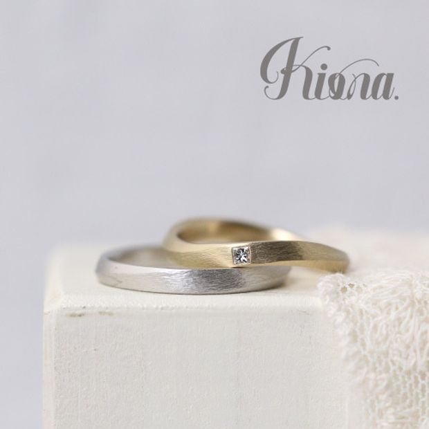 【atelier Kiona(アトリエキオナ)】【オーダーメイド】四角いダイヤに一目惚れ！ナチュラルで指に馴染むデザイン