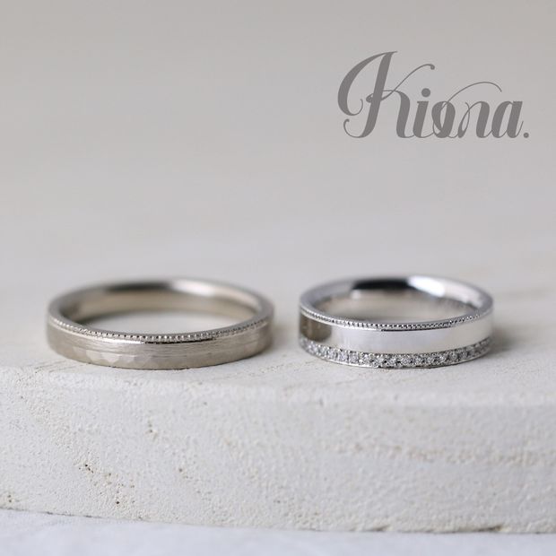 【atelier Kiona(アトリエキオナ)】【オーダーメイド】海外ブランドのような重厚感！モダンで華やかな結婚指輪