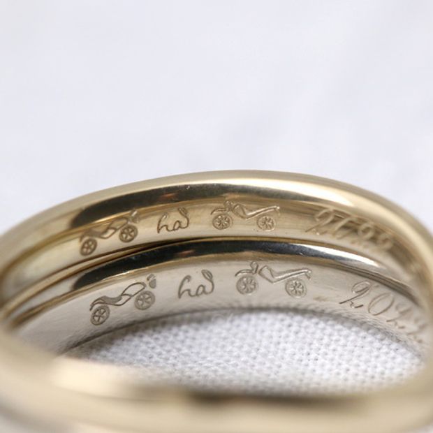 【atelier Kiona(アトリエキオナ)】【オーダーメイド】指長効果ありのUライン♪内側には趣味のバイクを刻印！