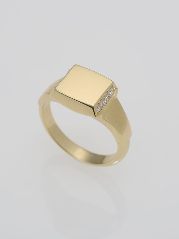 【ENEY(エネイ)】SIGNET SIDE DIAMONDS RING K18YG