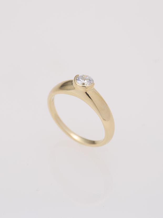 【ENEY(エネイ)】DROP STRAIGHT 0.3CT ROUND K18YG RING