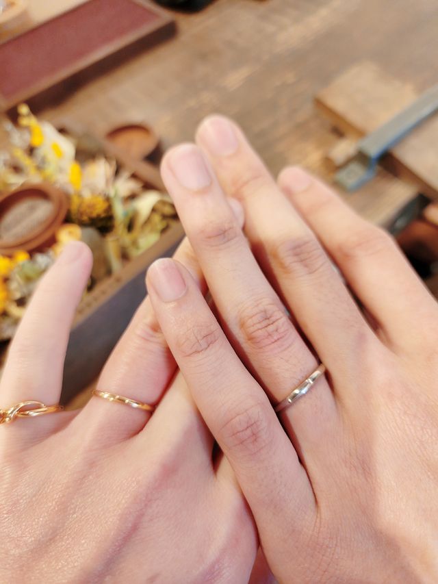 その場で作った指輪を着けました