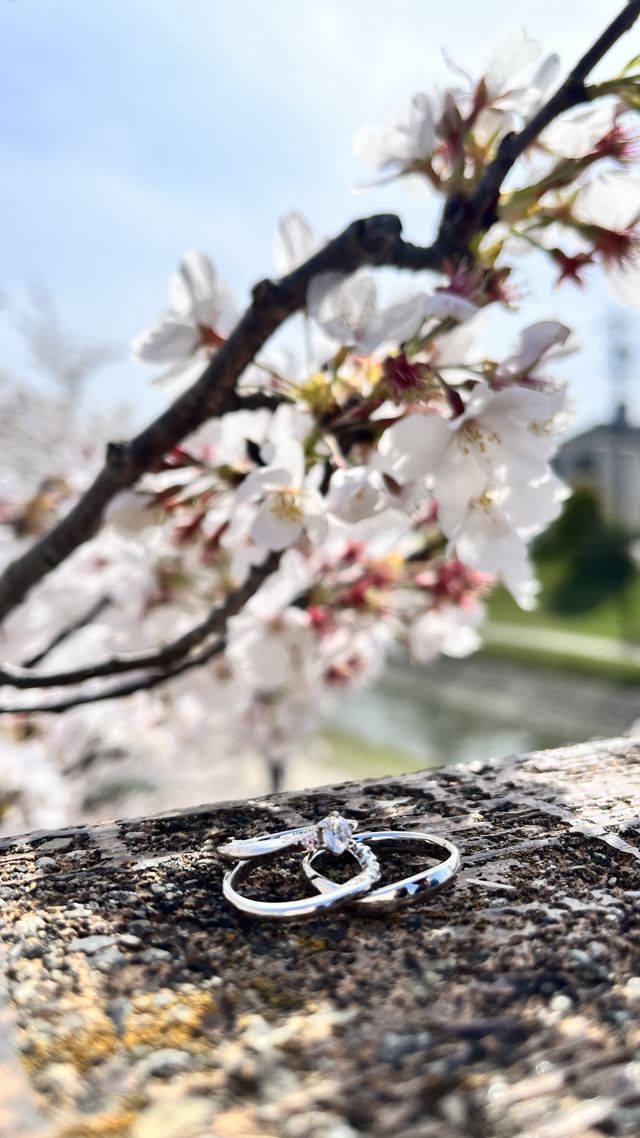 婚約指輪、男性側の指輪とも相性よく可愛いです！