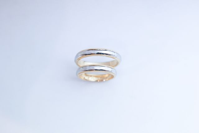 ゴールド＆プラチナリング槌目＆ミルグレイン