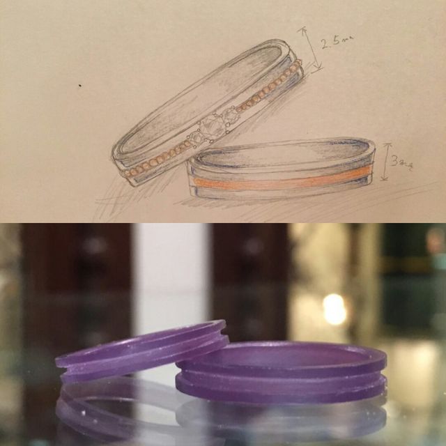 デザイン画と製作途中の様子をlineで送っていただきました